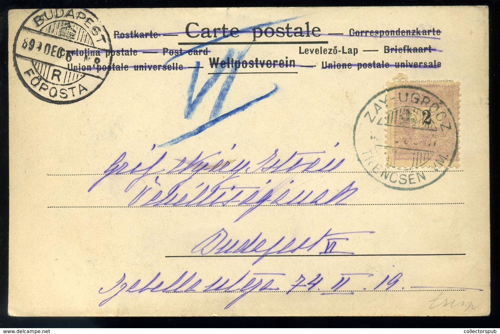 1900-13. 4db Képeslap, Postatörténeti érdekességekkel, Kék Bélyegzés, Postaügyn Stb. - Used Stamps