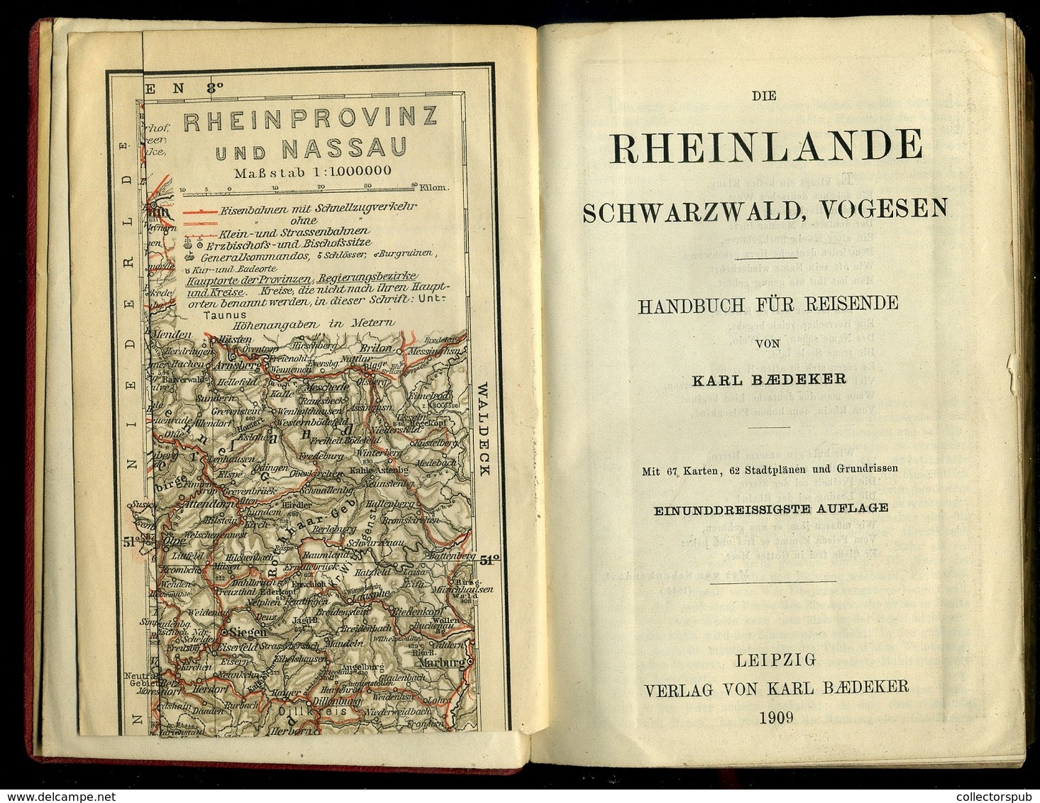 BAEDEKER Rheinlande 1909. Szép, Komplett - Unclassified