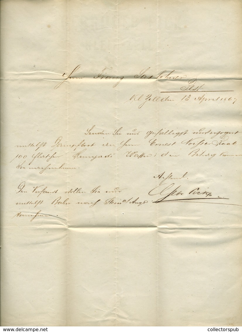 KISCELL 1867.04. 5Kr-os Céges Levél Pestre Küldve, Pick - Used Stamps