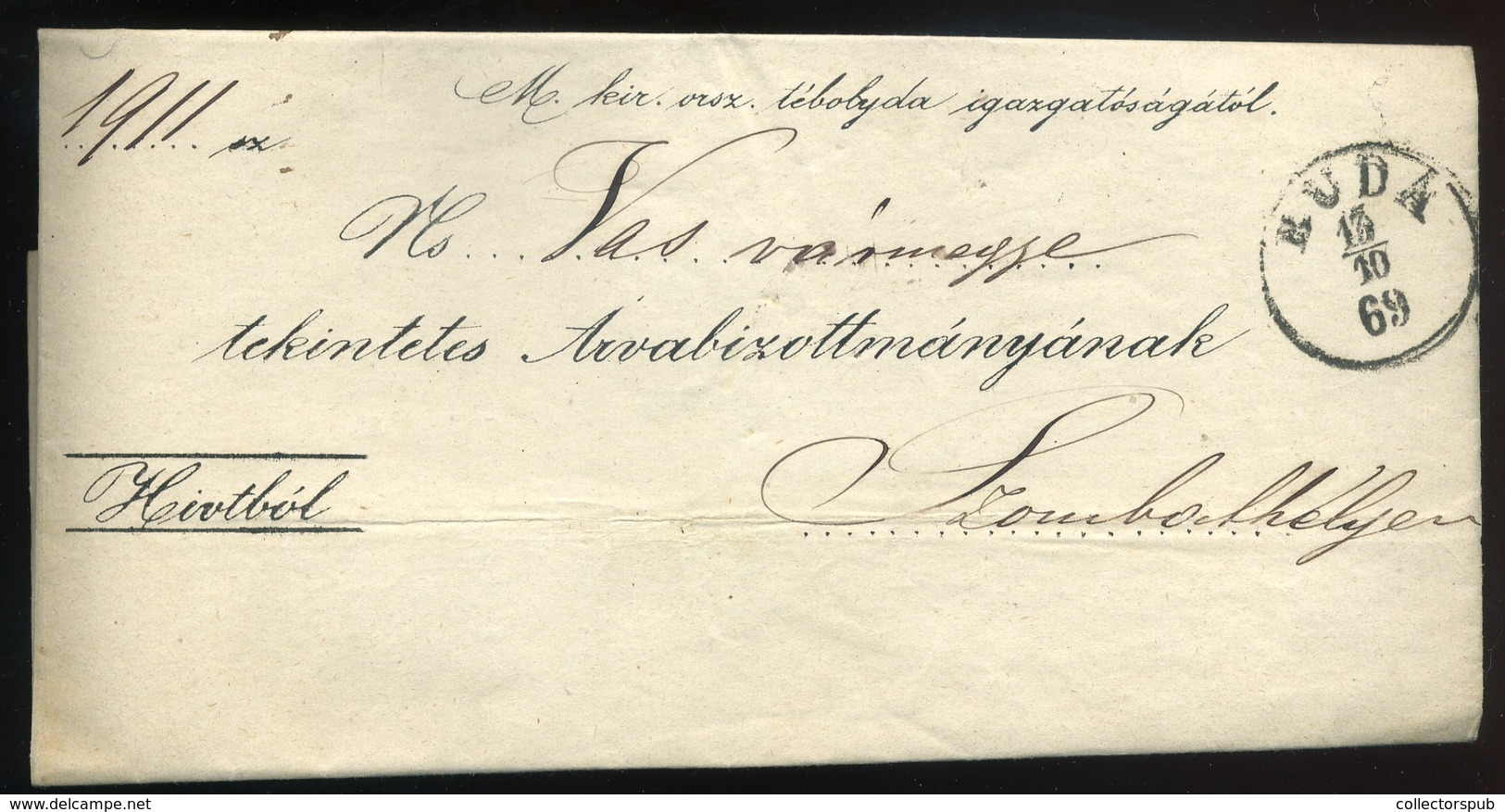 BUDA 1869. Országos Tébolyda , Levél Szombathelyre Küldve - Used Stamps