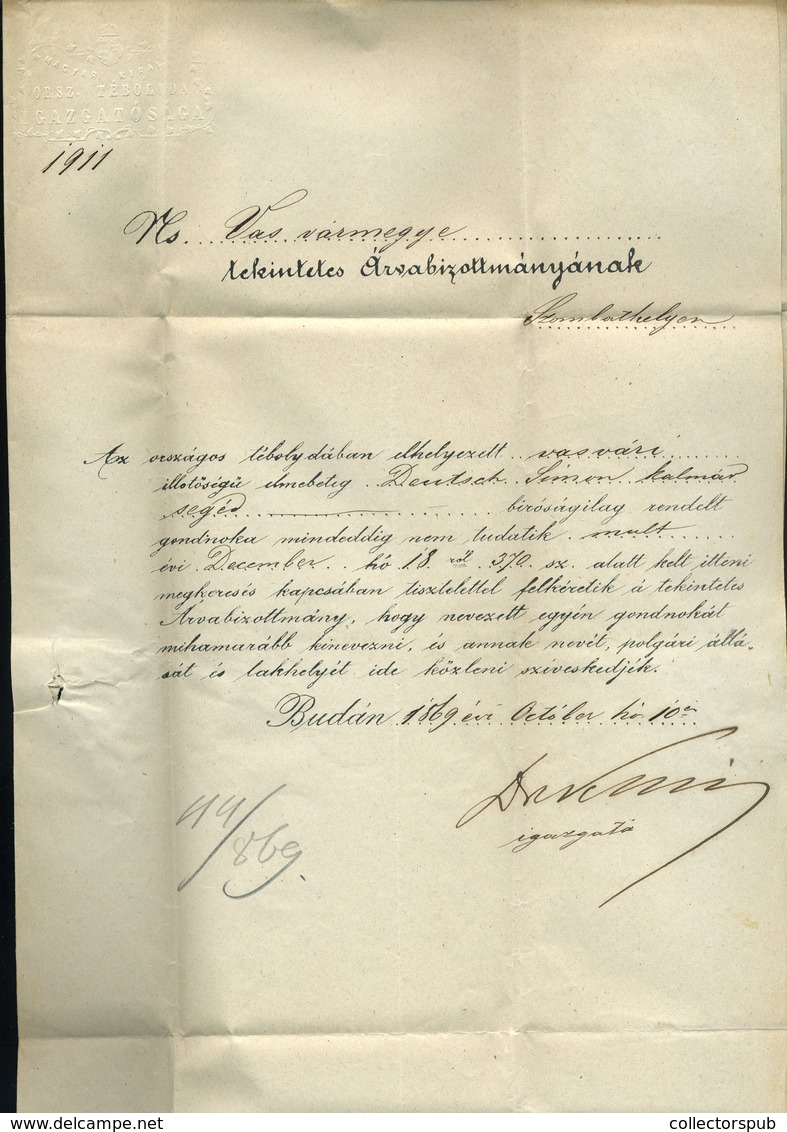 BUDA 1869. Országos Tébolyda , Levél Szombathelyre Küldve - Used Stamps
