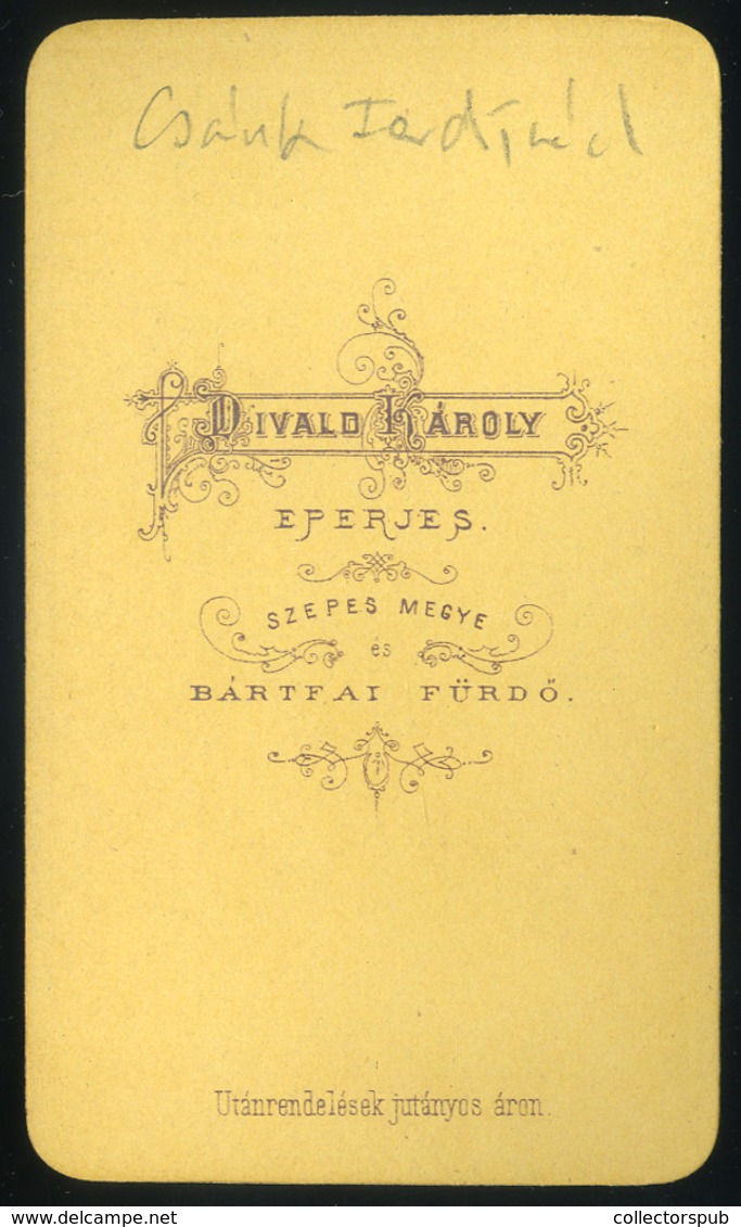 EPERJES 1870. Divald Károly : Ismeretlen Gyerek, Visit Fotó - Other & Unclassified