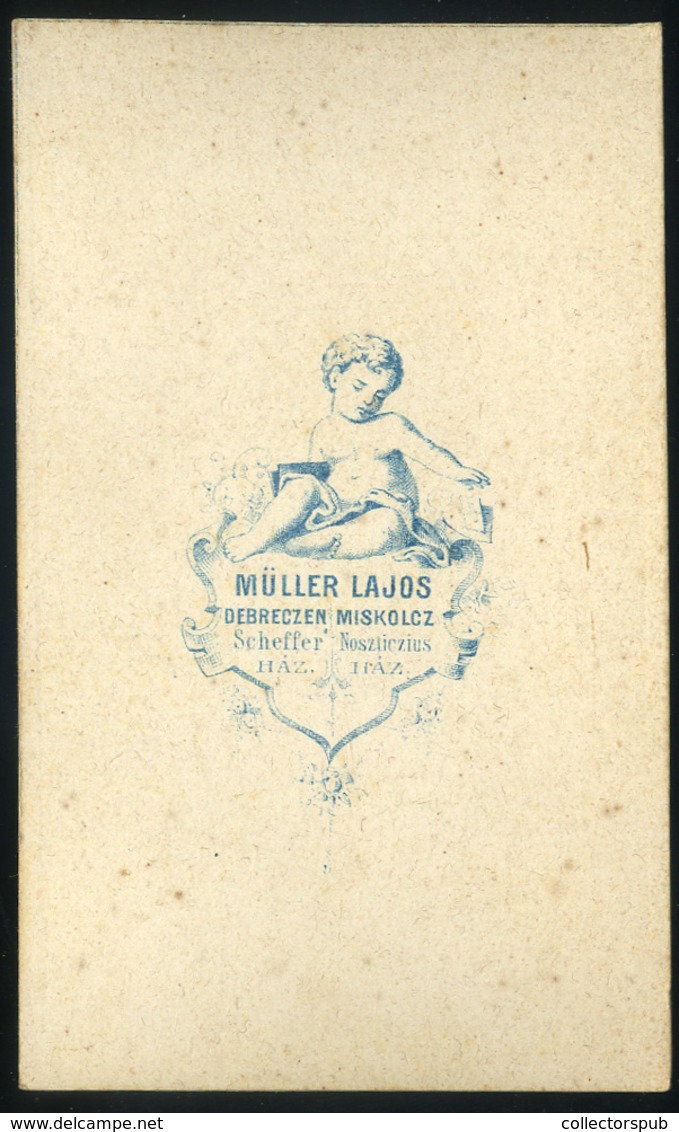 DEBRECEN - MISKOLC 1865. Ca. Müller Lajos: Férfi, Visit Fotó - Other & Unclassified