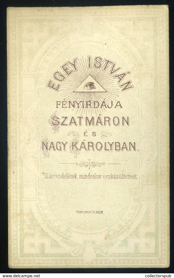 SZATMÁR / NAGYKÁROLY 1865-70. Egey István : Ismeretlen Lány, Visit Fotó - Autres & Non Classés