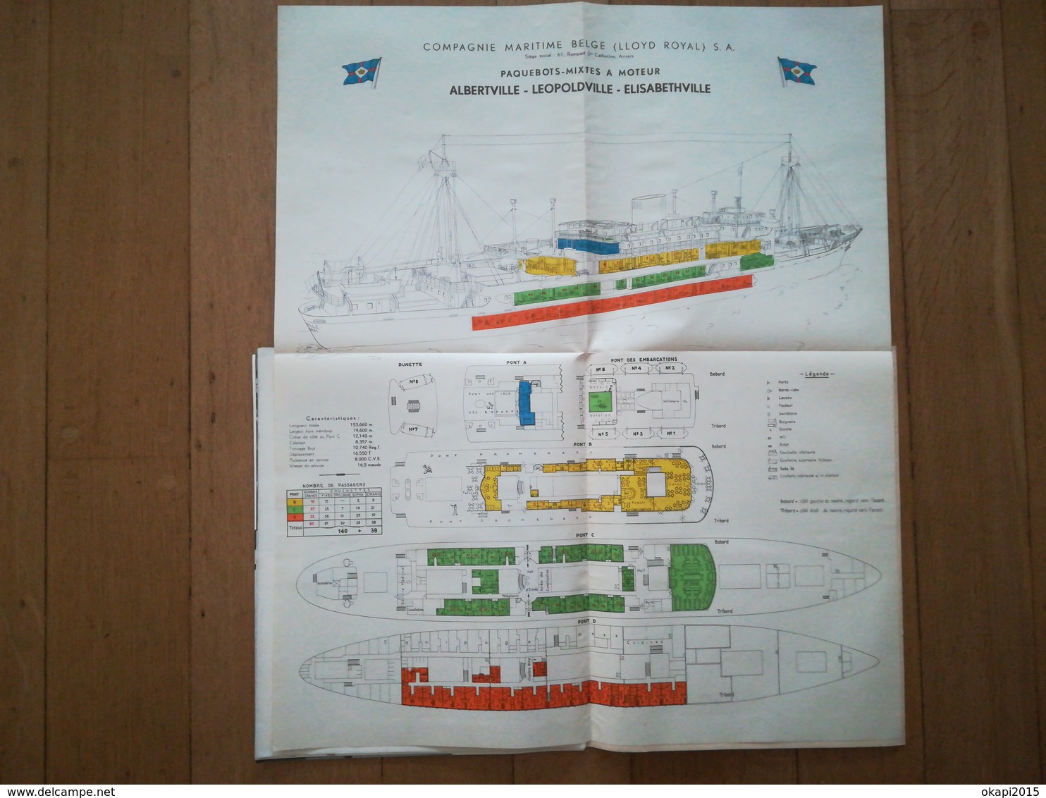 ALBERTVILLE LÉOPOLDVILLE ELISABETHVILLE BATEAUX APRÈS GUERRE COMPAGNIE MARITIME BELGE CONGO BELGE CMB BELGIQUE LIVRET