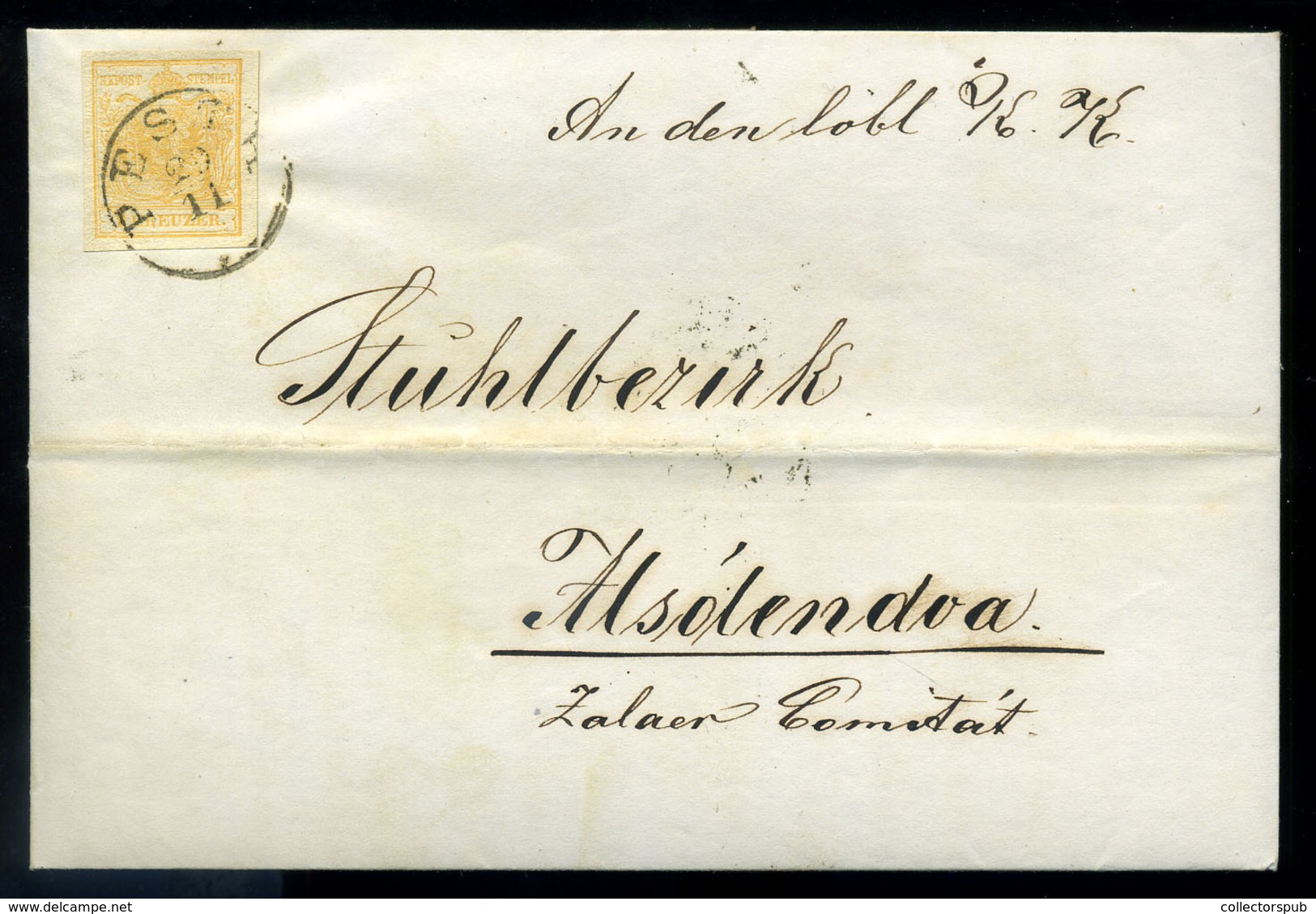 PEST 1854. 1Kr Szép Nyomtatvány-levélen Alsólendvára Küldve. Szép Friss Darab - Gebruikt