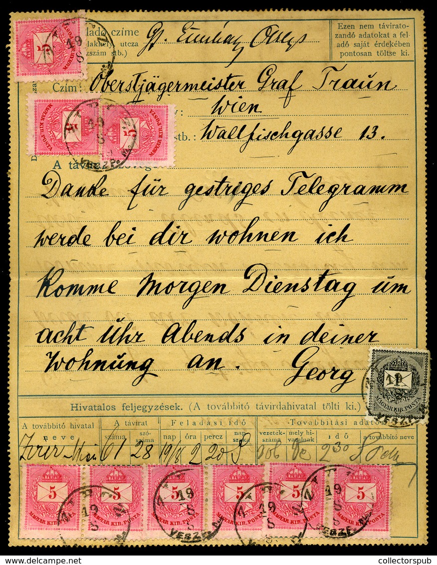 ZIRC 1889. 10 Db Bélyeggel Kiegészített Díjjegyes Távirat Lap , Ritka Darab - Gebraucht