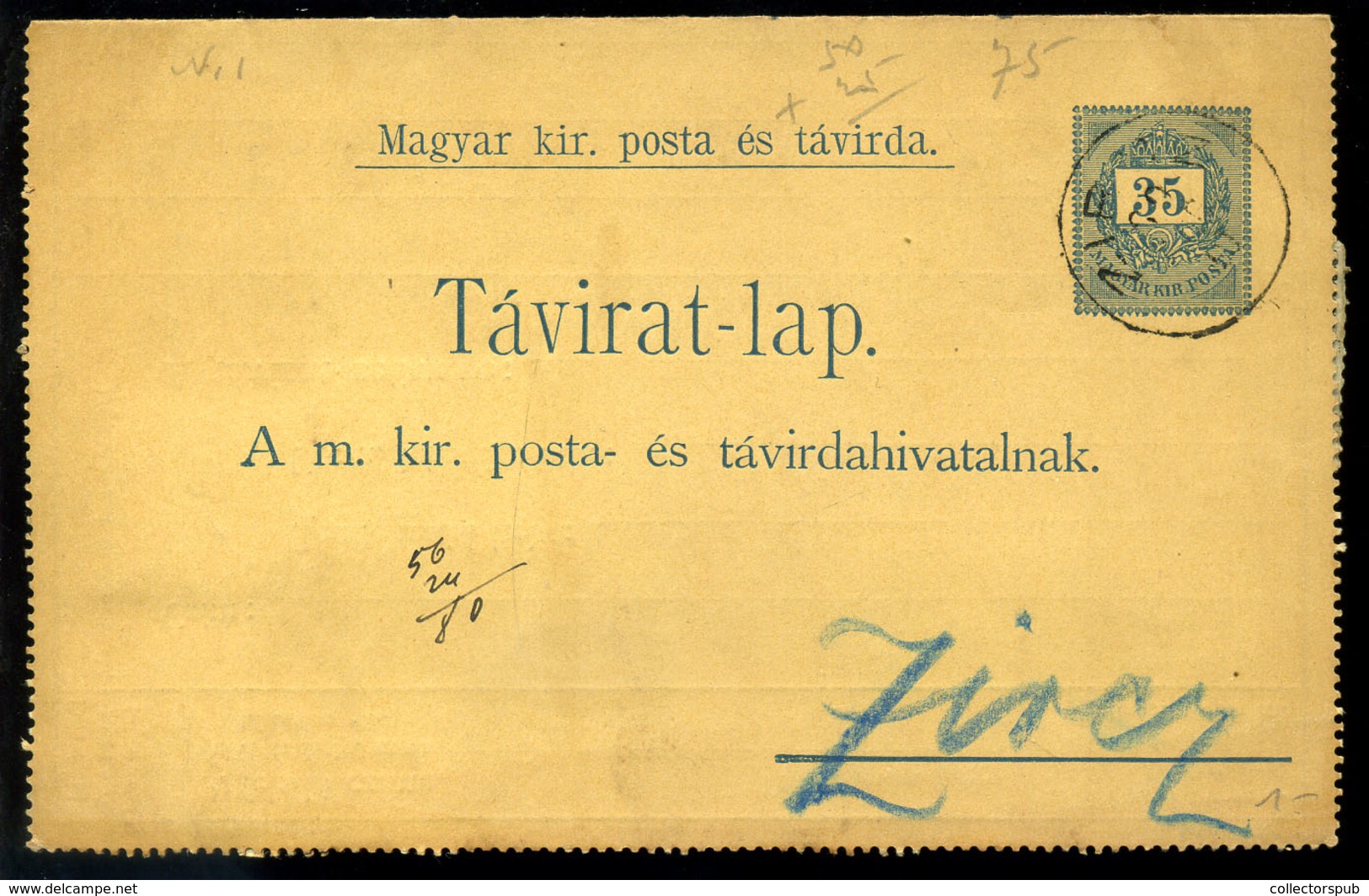 ZIRC 1889. 10 Db Bélyeggel Kiegészített Díjjegyes Távirat Lap , Ritka Darab - Gebraucht