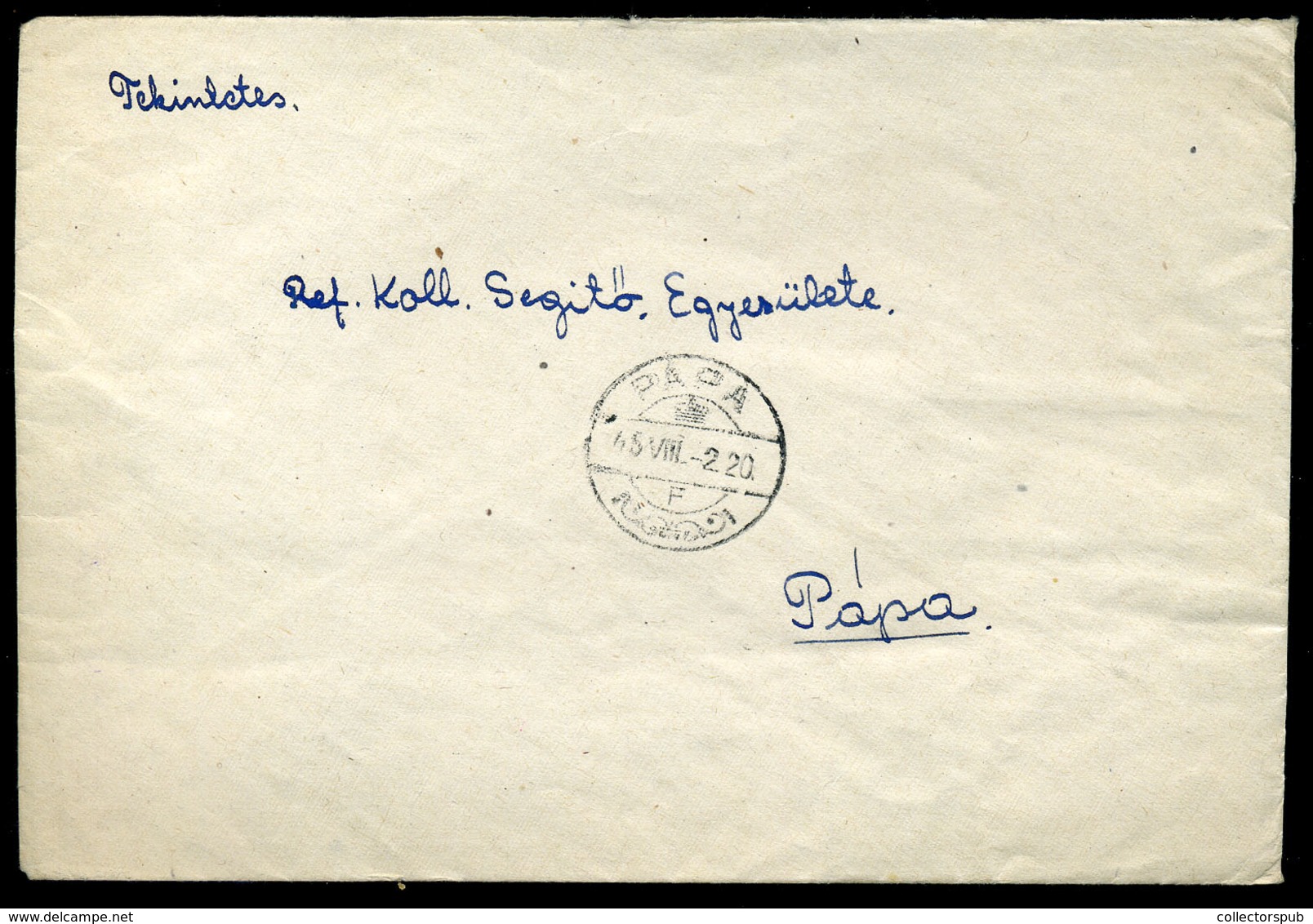 BALATONENDRÉD 1945.08.01. Levél 15 Bélyeges Bérm. Pápára /period2 Domestic 20g Cover 10x18f4x10f+80f Balatonendred To Pa - Brieven En Documenten