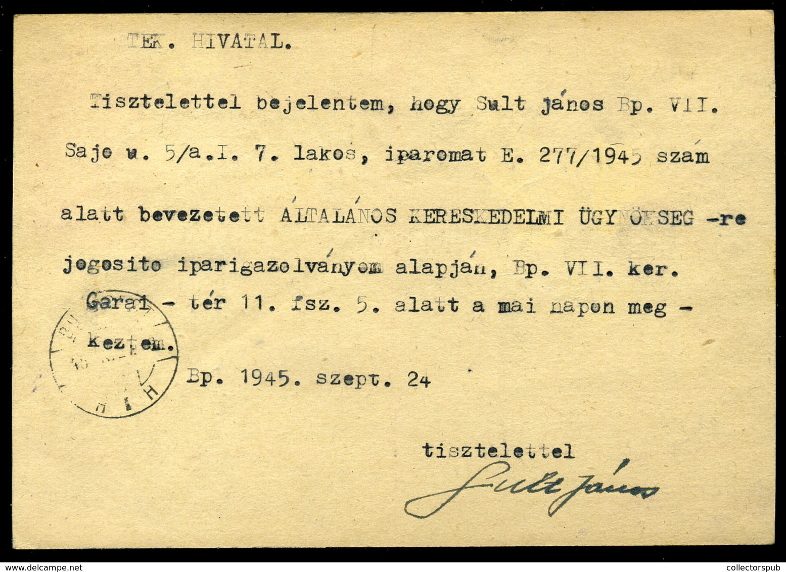 BUDAPEST 1945. 09. Ajánlott, Helyi Kiegészített Díjjegyes Lap - Briefe U. Dokumente