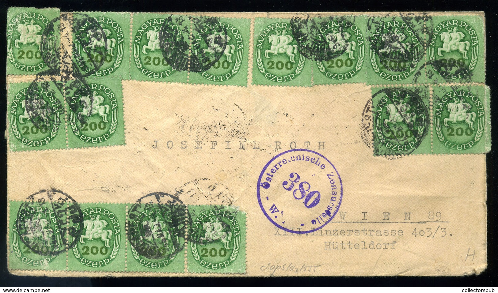 BUDAPEST 1946.dekoratív,cenzúrázott Inla Lovásfutár Levél Bécsbe / Period14 To Austria 20g CENSORED Cover 40x200eP Budap - Brieven En Documenten