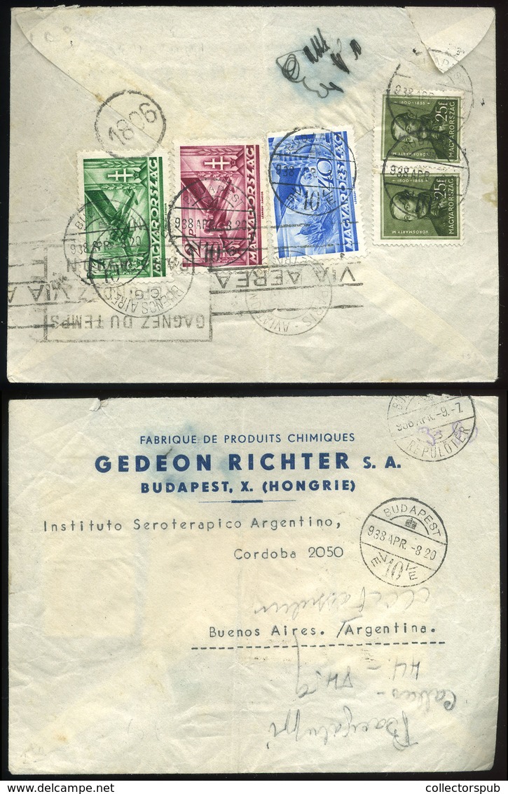 BUDAPEST 1939. Légi Levél Repülő-Arcképek Bérmentesítéssel Argentínába Küldve - Brieven En Documenten