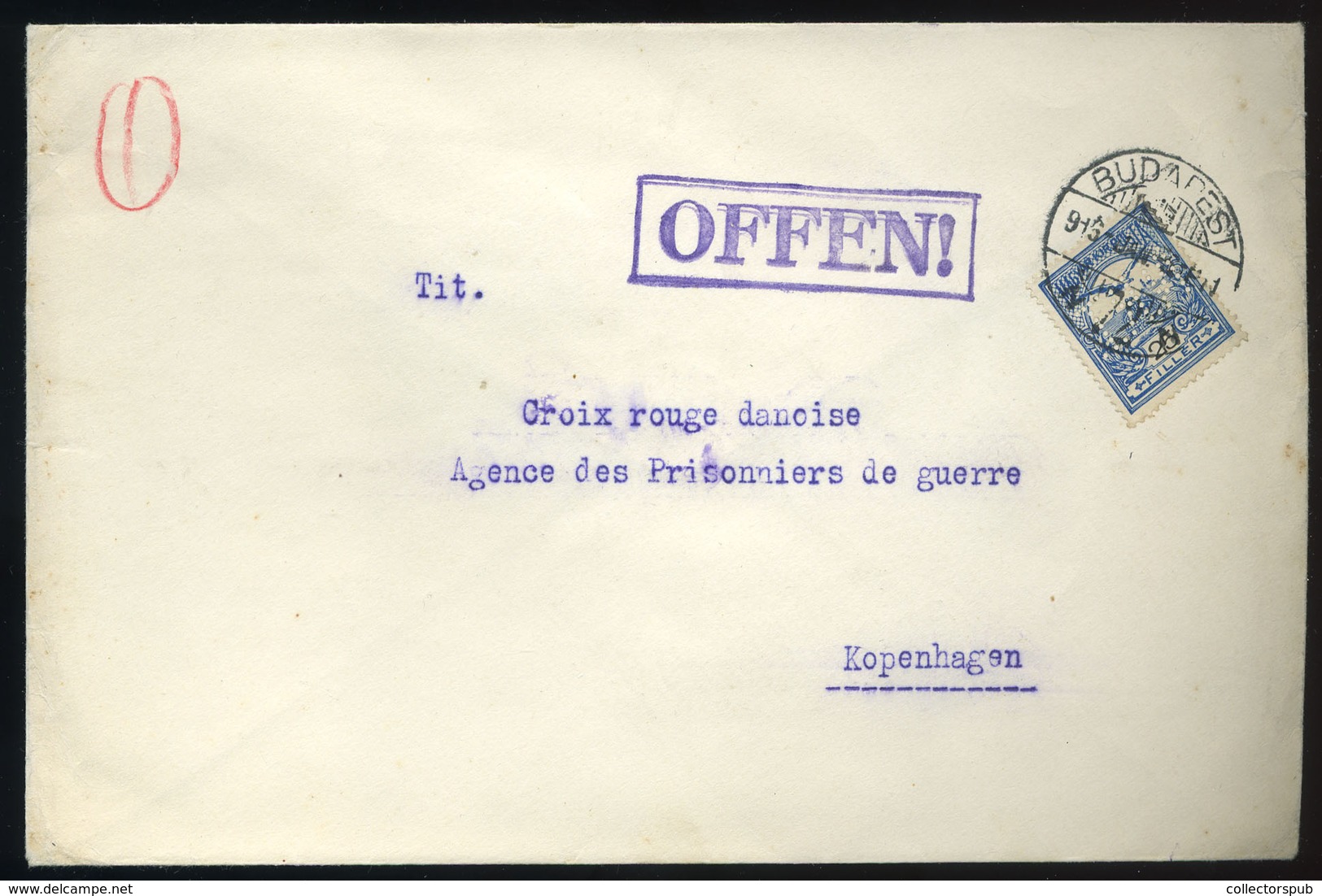BUDAPEST 1915. Cenzúrázott Levél, Céglyukasztásos Bélyeggel Dániába, Hadifogoly ügyben Küldve - Gebruikt