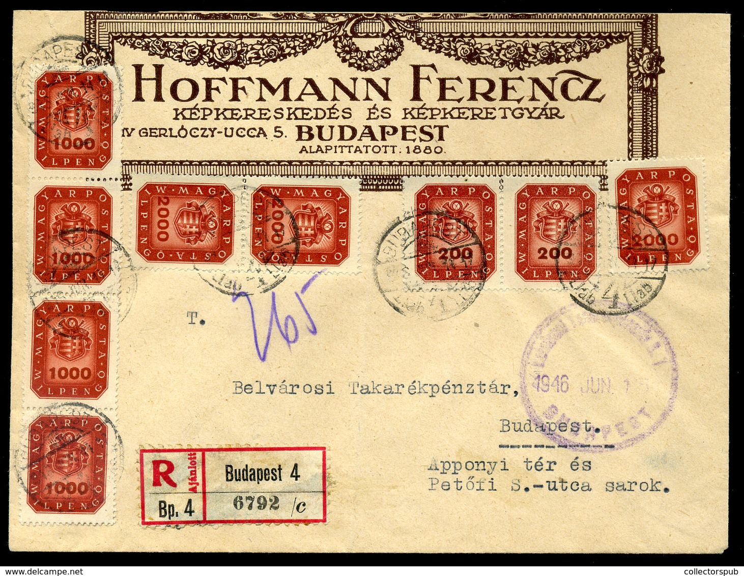 BUDAPEST 1946. Dekoratív Helyi Ajánlott, Céges Inflációs Levél - Covers & Documents