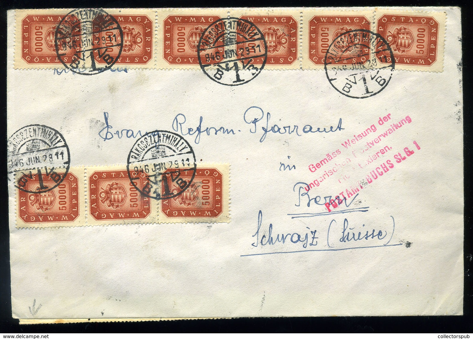 BUDAPEST 1946. Dekoratív Infla Levél Svájcba Küldve / 106 Period21 To Switzerland 20g Cover 32x50.000milP Rakosszentmiha - Covers & Documents