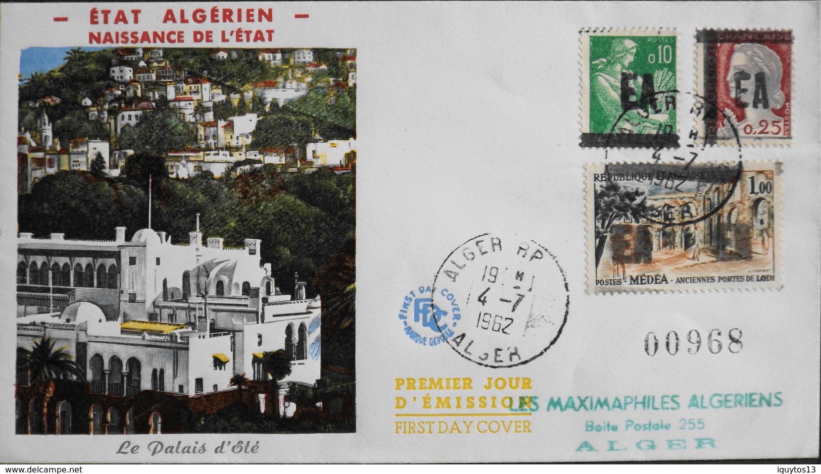 FDC. - 1962 ETAT ALGERIEN NAISSANCE De L'ETAT - Surchargé EA - Daté 4.7.1962 - BE - FDC