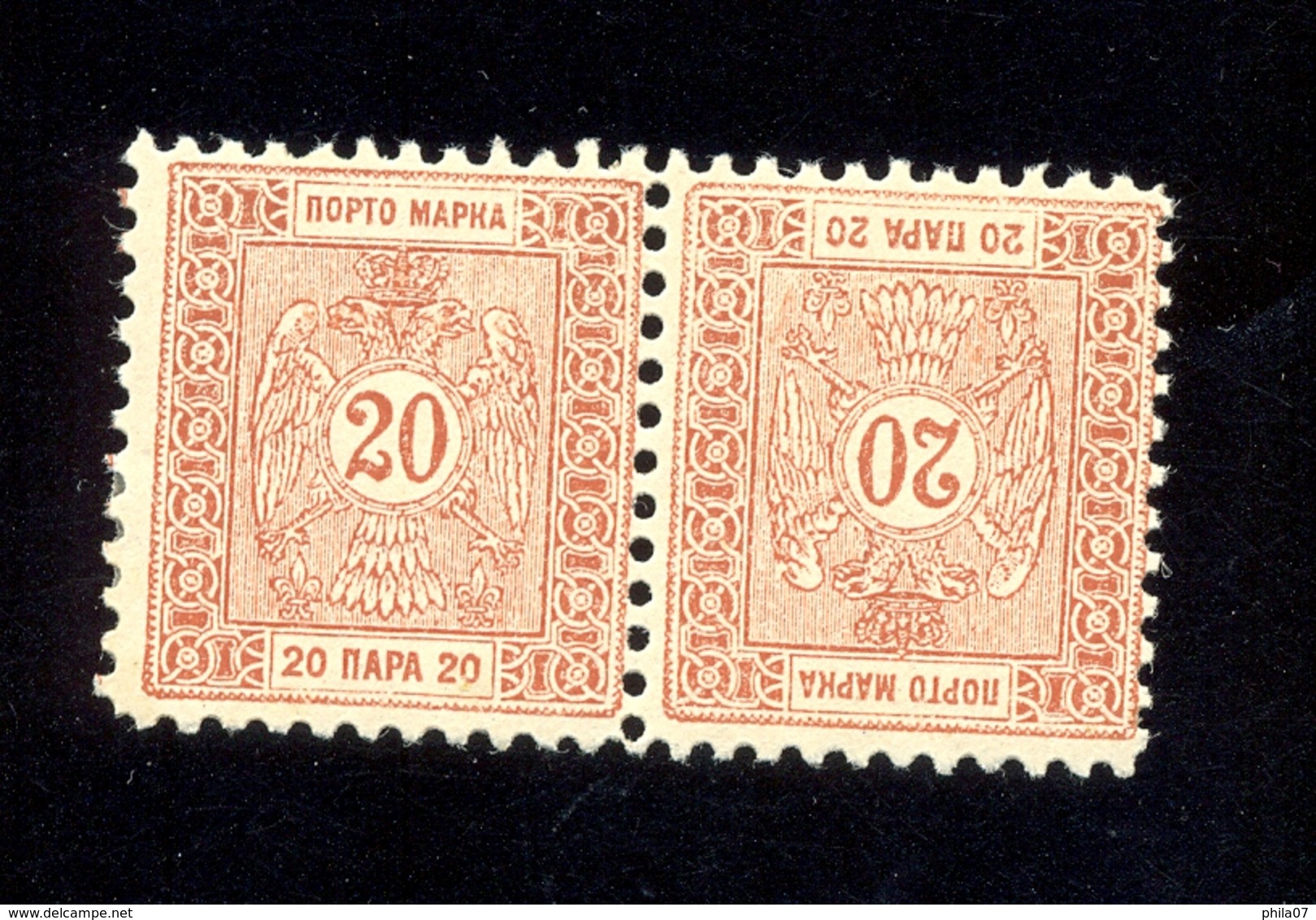 Serbia - Mi.No. 8y Bk 20 Para Porto T/B Pair. Rare. - Servië