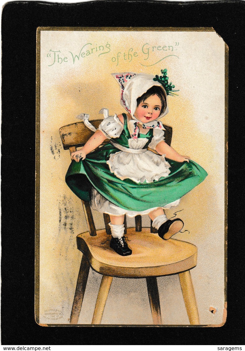 Ellen Clapsaddle - Pretty Young Girl "The Wearing Of The Green" 1909 Antique Postcard - Clapsaddle
