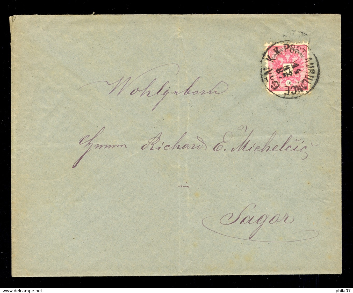 Slovenia - Letter With Cancel K.K. POST AMULENCE No. 9 Sent 14.12. 1887 To Sagor. - Slovénie