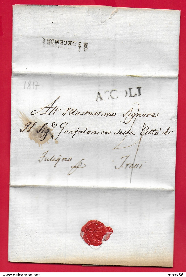 PREFILATELICA - PONTIFICIO - 1817 - Lettera Con Testo ASCOLI TREVI - Bollo Postale E Datario - 1. ...-1850 Prefilatelia