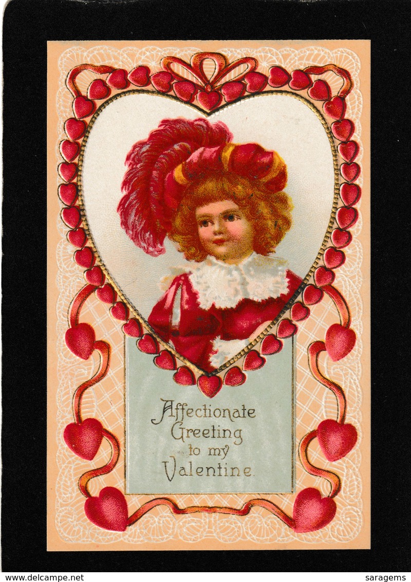 Ellen Clappsaddle - Pretty Young Girl "Affectionate Valentines Greeting" - Antique Postcard - Clapsaddle