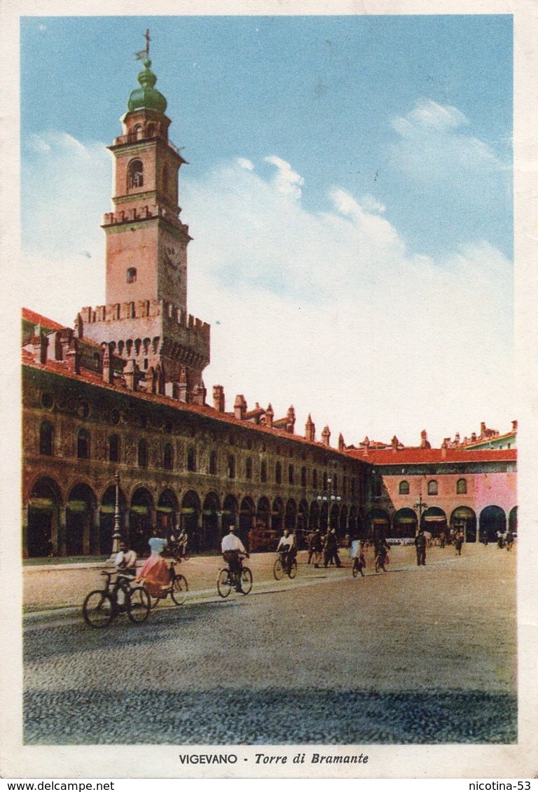 CT-03317- VIGEVANO - TORRE DI BRAMANTE - BICICLETTE VIAGGIATA 1943 - Vigevano