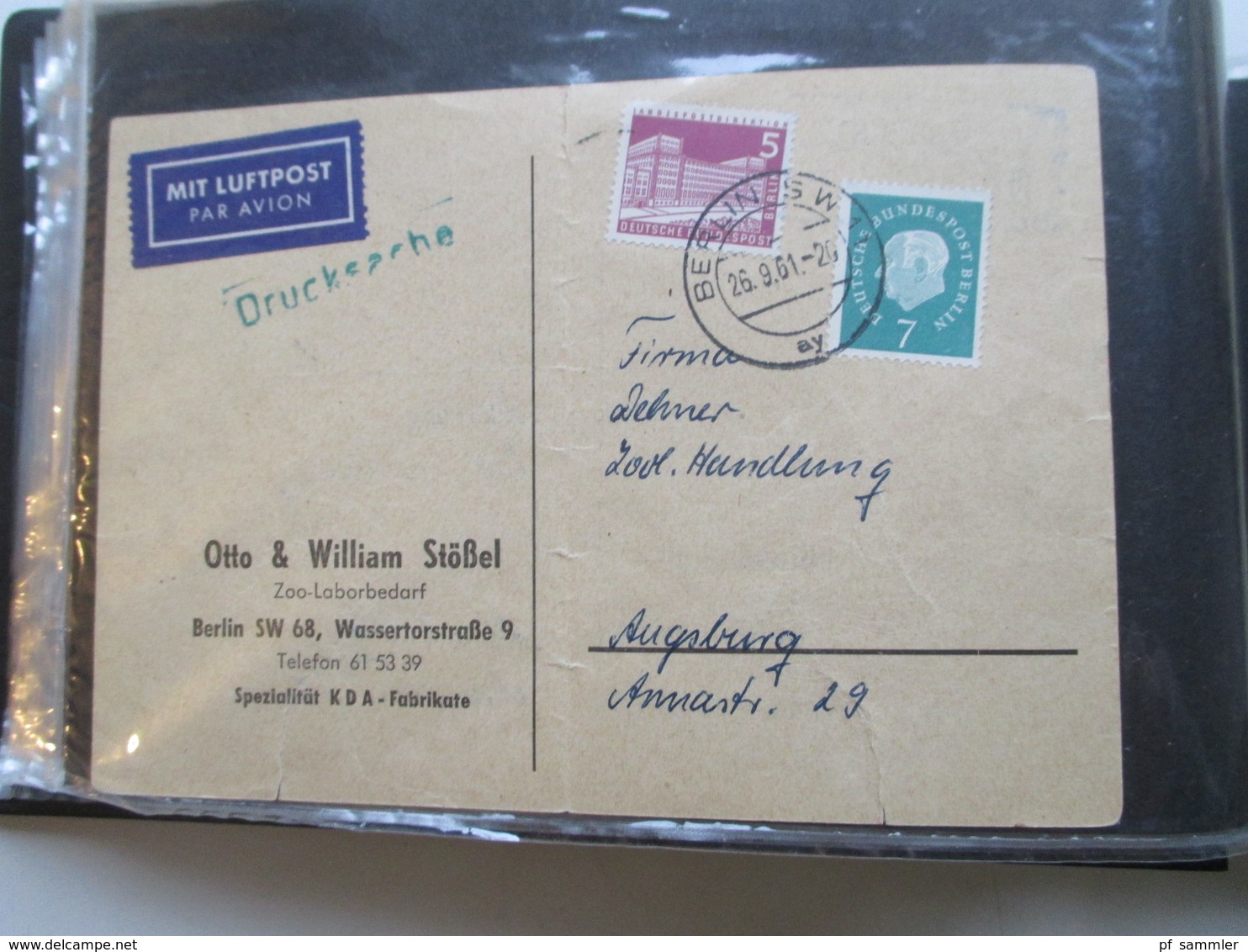 Berlin Belegealbum 100 Stk. 1949 - 90 einige Einschreiben und auch Luftpost Bedarf und Sammlerbelege. Stöberposten!