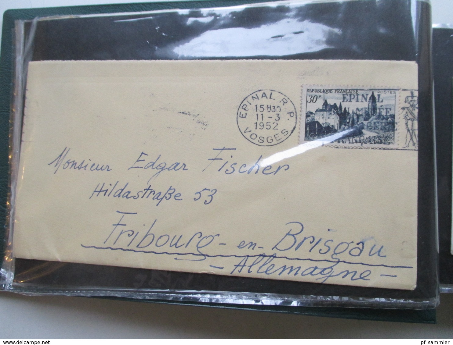 Frankreich Belegealbum 68 Stk. 1948 - 80er einige Einschreiben und auch Luftpost viel Bedarf! viel 1950 / 60er Jahre!