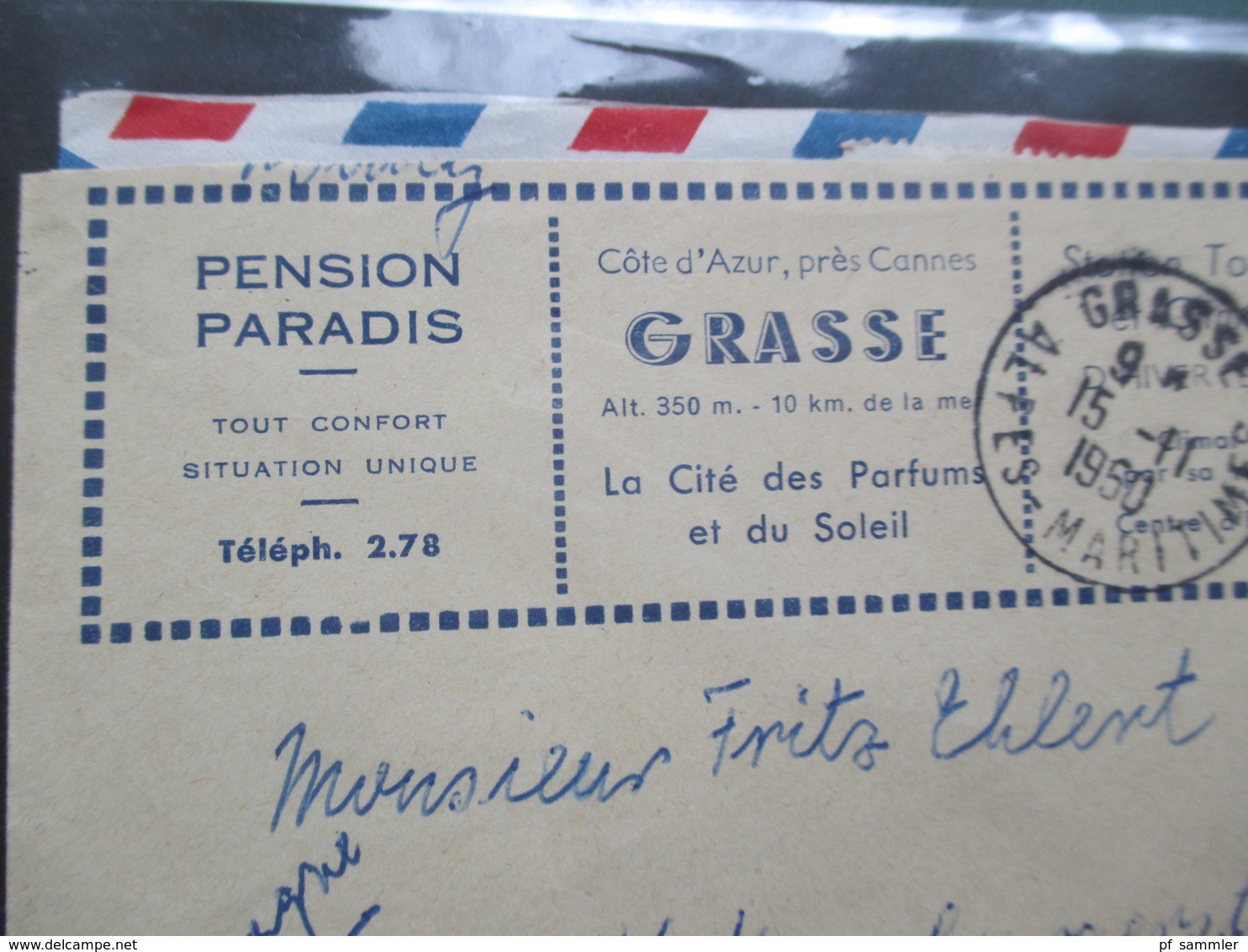 Frankreich Belegealbum 68 Stk. 1948 - 80er einige Einschreiben und auch Luftpost viel Bedarf! viel 1950 / 60er Jahre!