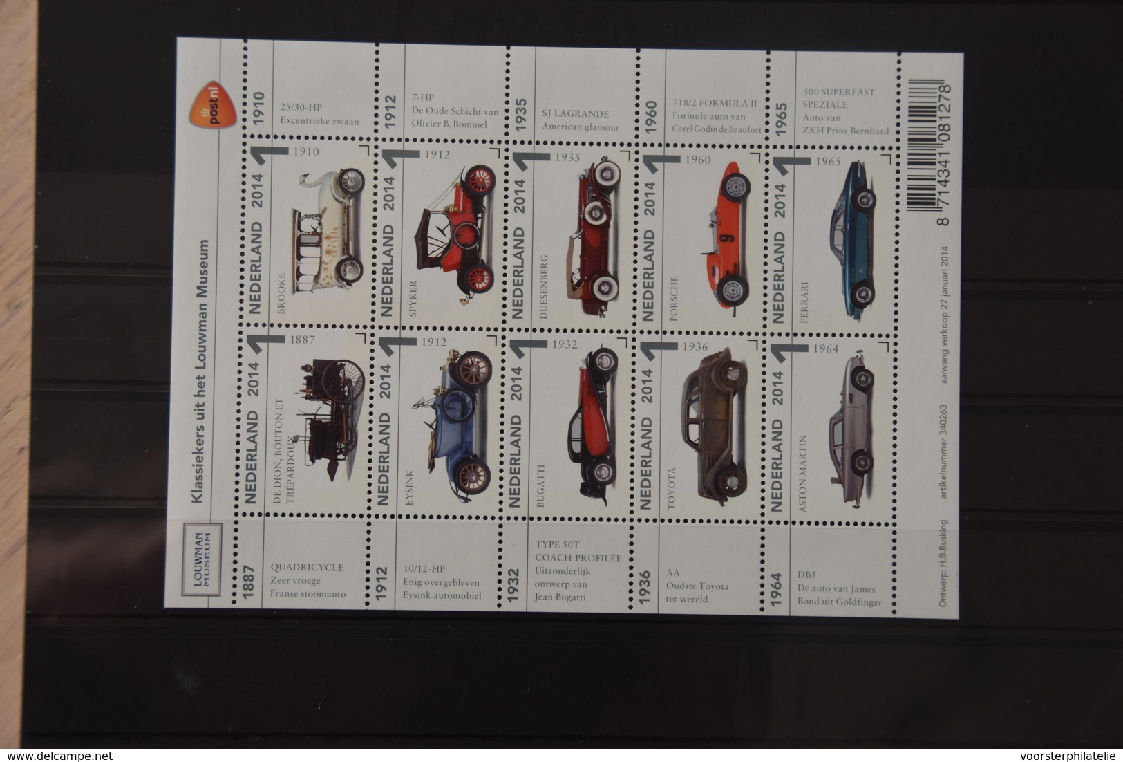 D(B) 085 ++ NEDERLAND NETHERLANDS PAYS BAS 2014 AUTO CARS  MNH ** - Nuovi