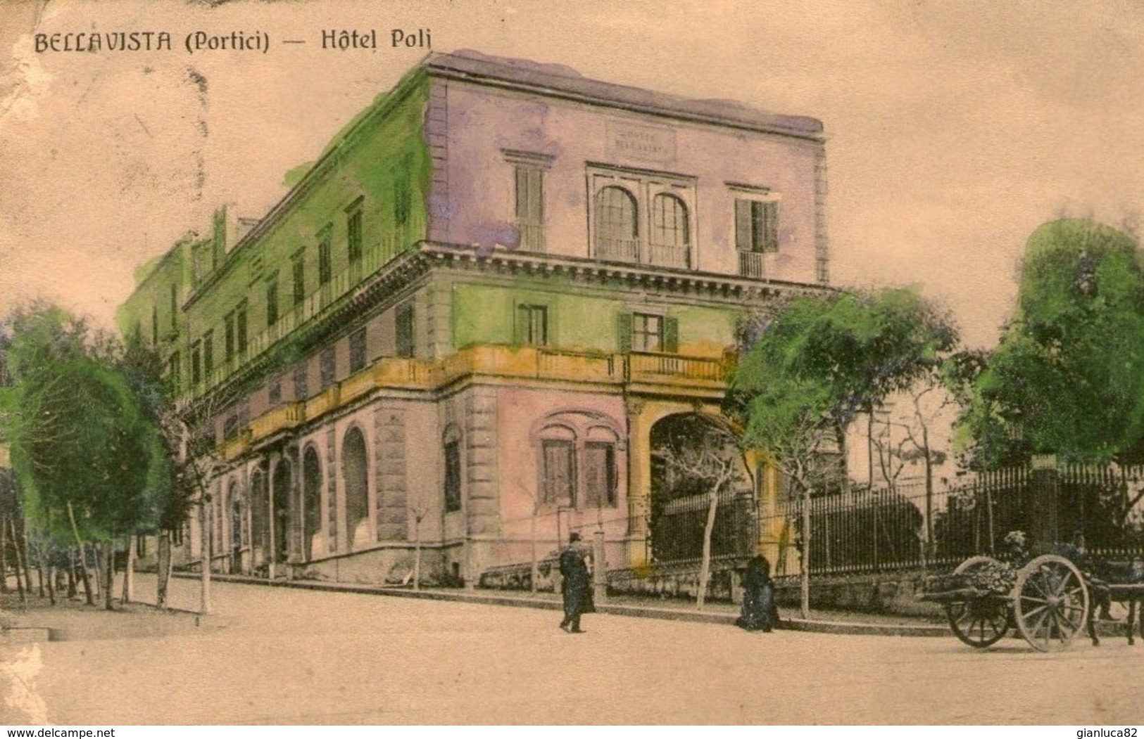 Cartolina Napoli Bellavista (Portici) - Hotel Poli Viaggiata 1914 - Portici