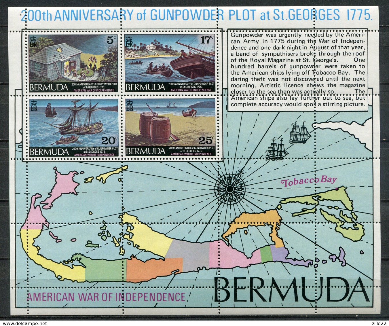 Bermuda Mi# Block 3 Postfrisch MNH - Maps Ships - Bermuda