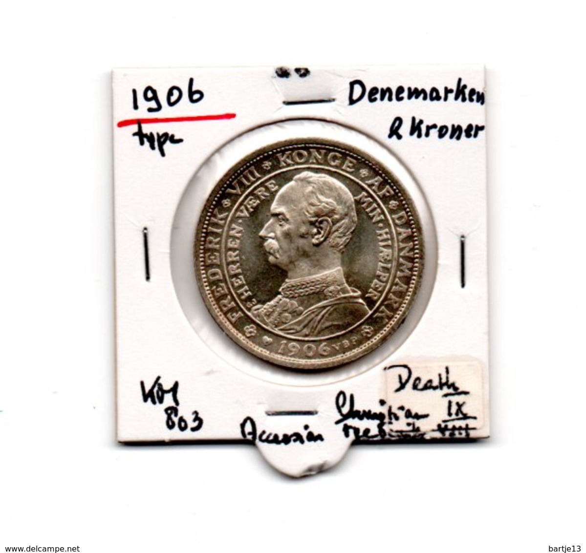 DENEMARKEN 2 KRONER 1906 ZILVER DEATH CHRISTIAN IX  TYPE COIN - Danemark