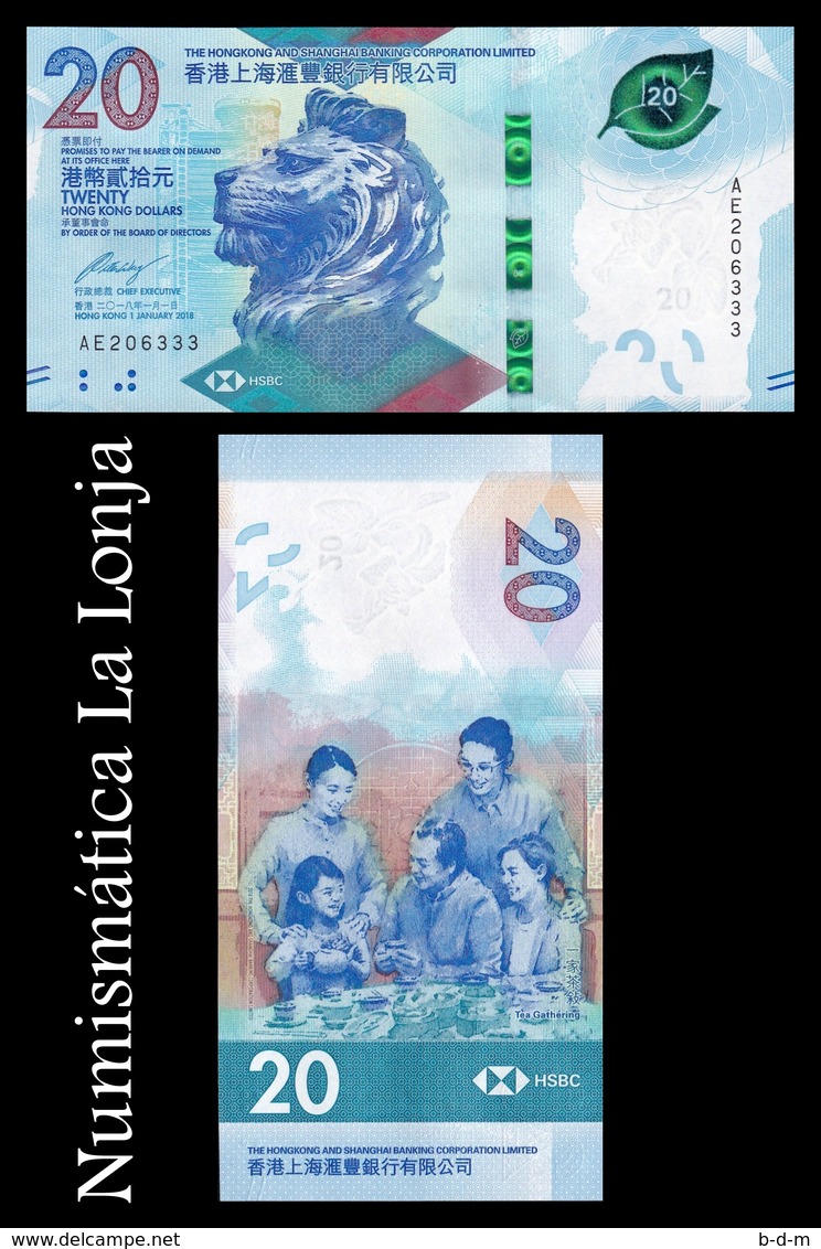 Hong Kong 20 Dollars HSBC 2018 (2019) Pick New SC UNC - Hong Kong