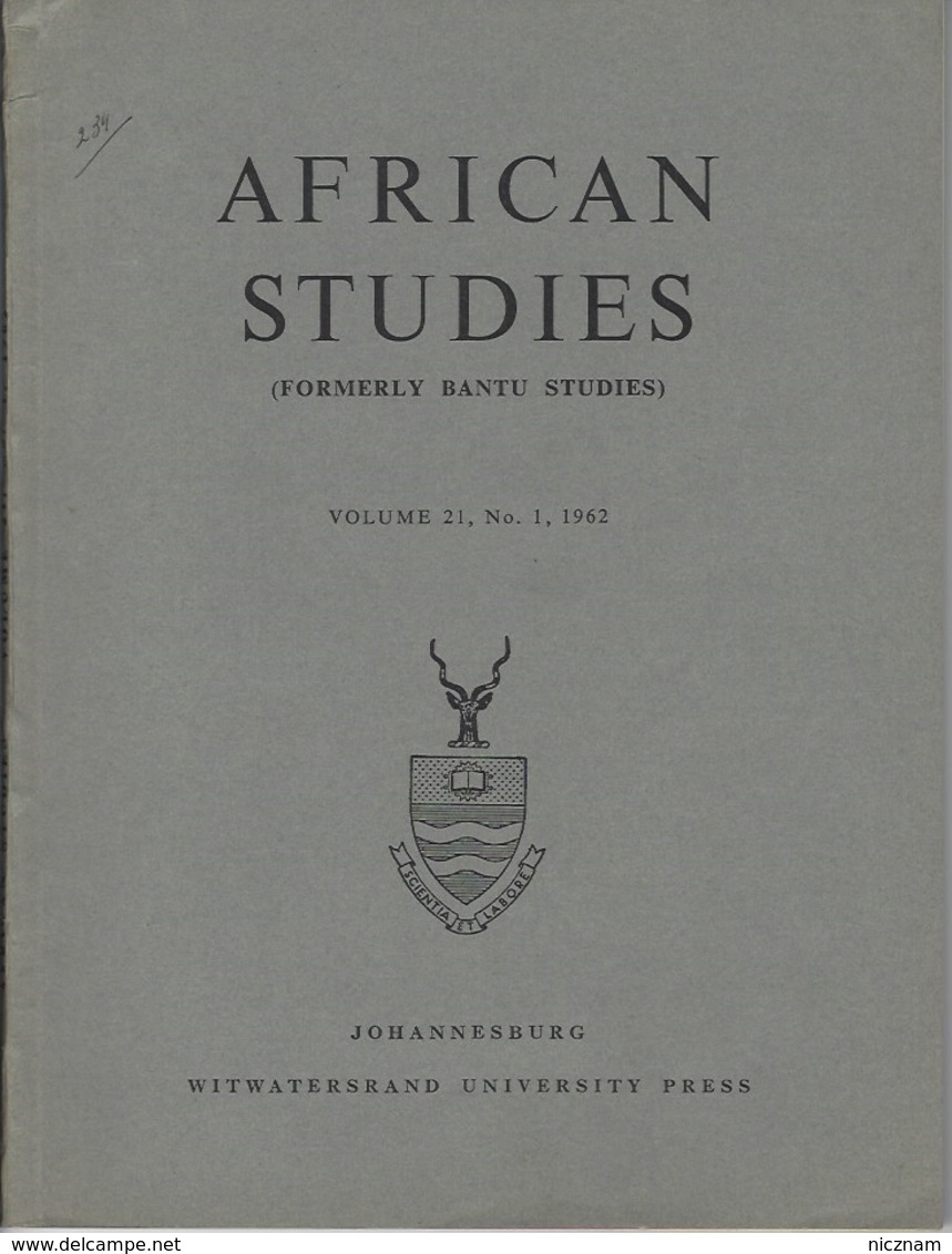 Revue AFRICAN STUDIES - Volume 21 - No 1 - 1962 - Sociologie / Antropologie