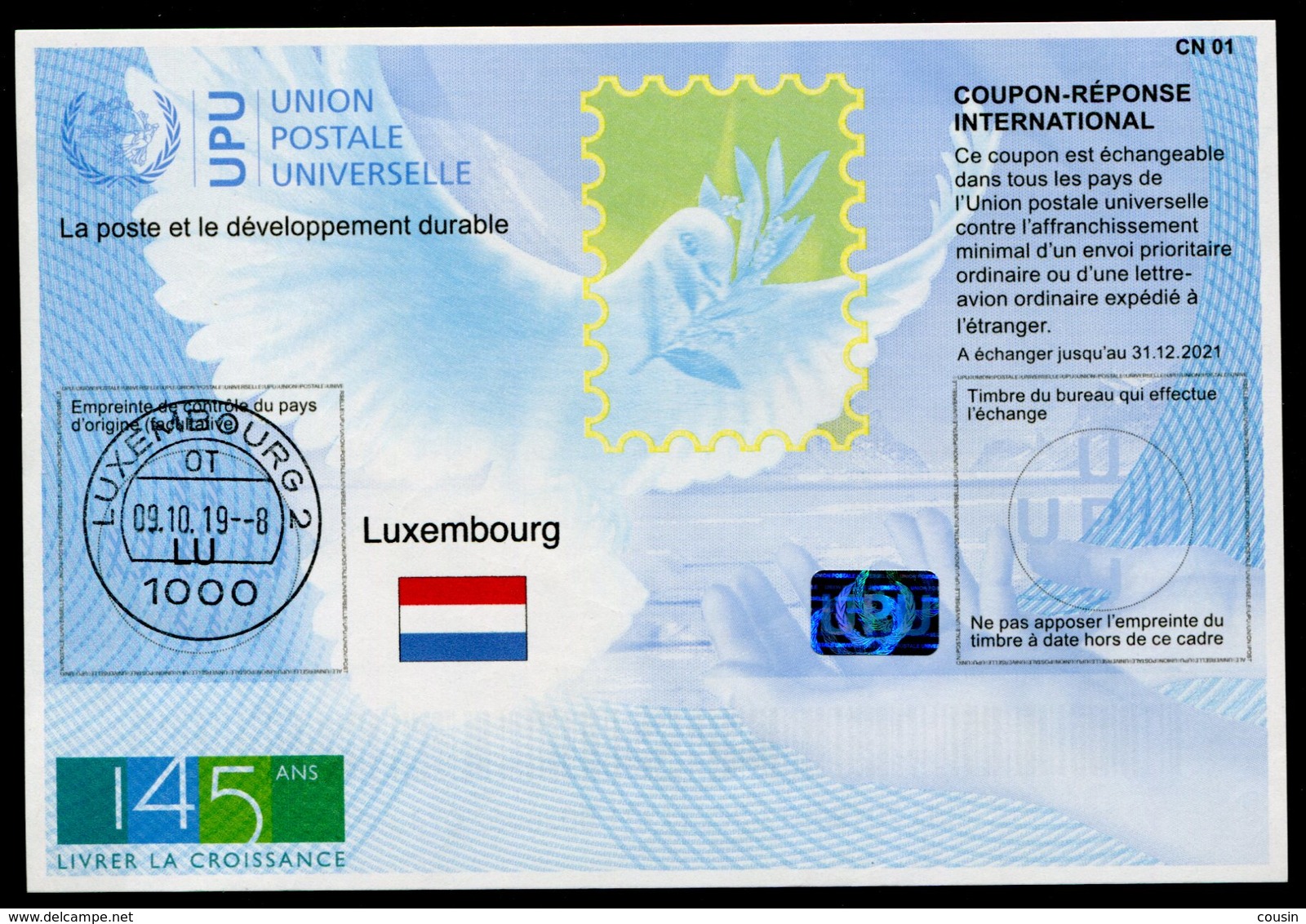 LUXEMBOURG  "145 Ans"  International Reply Coupon / Coupon Réponse International - Interi Postali