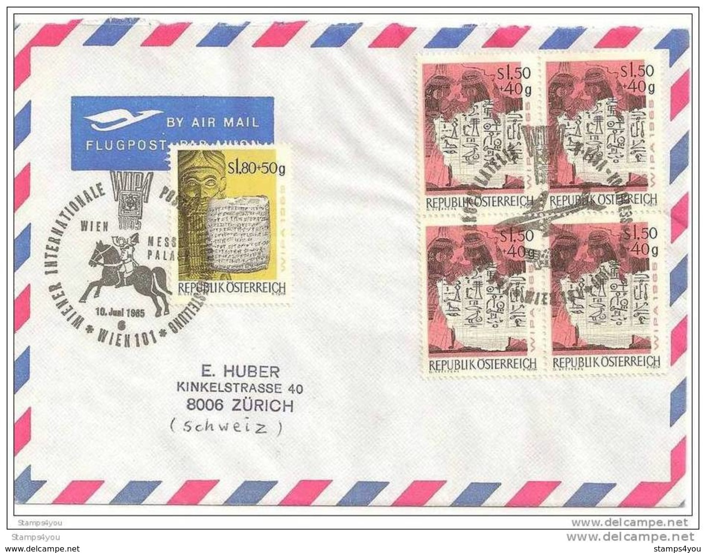 243 - 31 - Enveloppe Avec Oblitération Spéciale WIPA 1965 - Superbe Affranchisement - Storia Postale