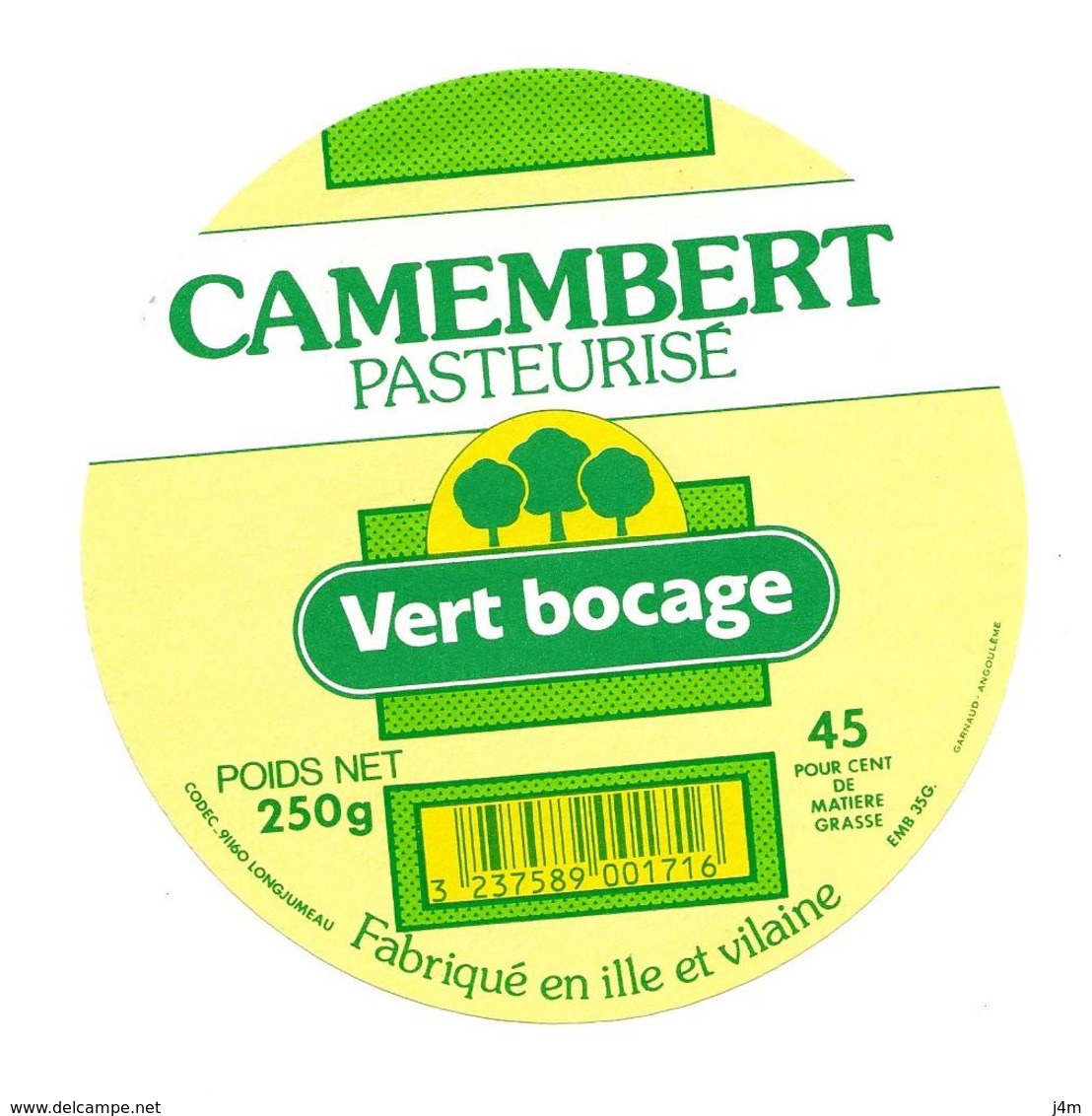 ETIQUETTE De FROMAGE..CAMEMBERT Fabriqué En ILLE Et VILAINE..Vert Bocage - Formaggio