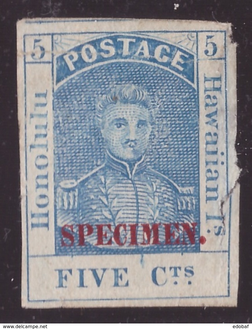 USA Hawaii, 5 Centesimi Blu Del 1853 Soprastampato SPECIMEN       -CK77 - Hawaii