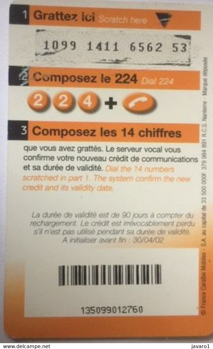 CARAIB : CAR40 150 ORANGE Card Seastar USED Exp: 30/04/02 - Vierges (îles)