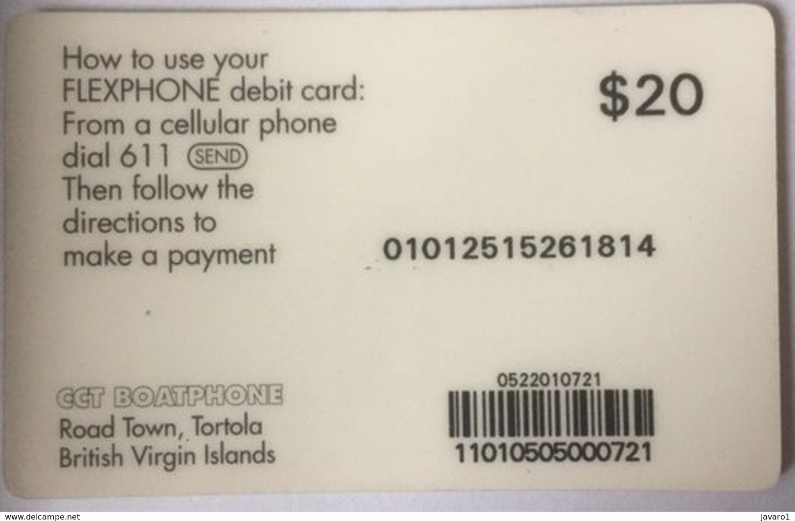 CARAIB : CAR50 $20 BOATPHONE FREE $20.00 CARD USED - Jungferninseln (Virgin I.)