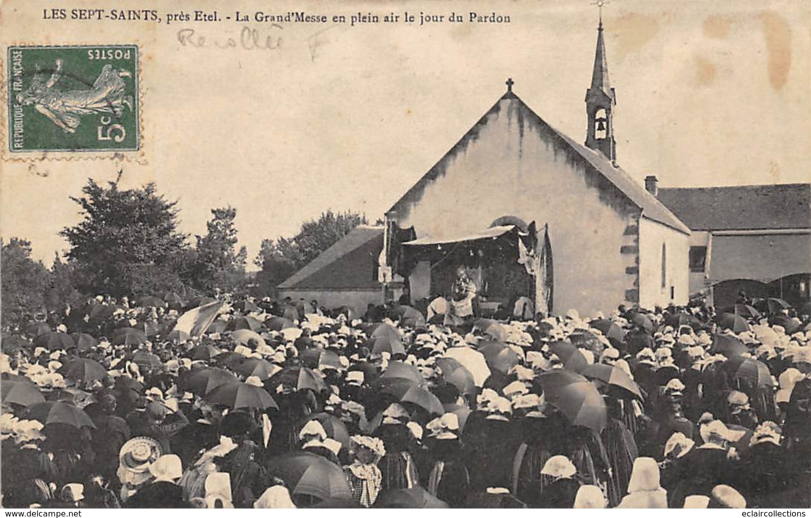 Etel        56          Les Sept Saints. Messe En Plein Air Un Jour De Pardon               (Recollée Voir Scan) - Etel