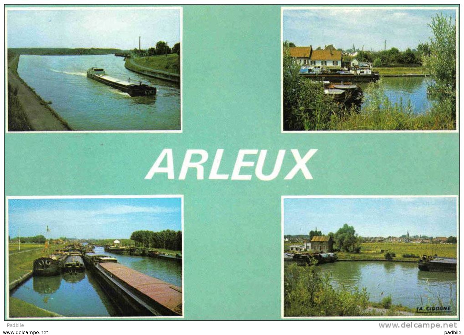 Carte Postale 59. Arleux   Les Péniches Trés Beau Plan - Arleux