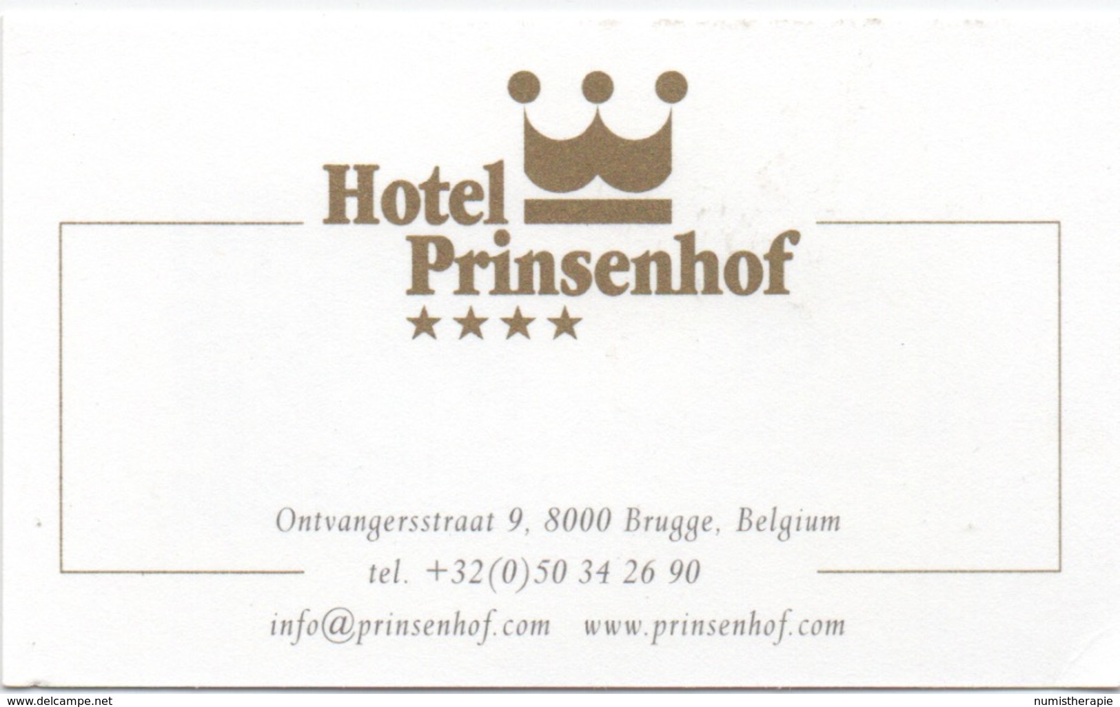 Carte (de Visite) : Hotel Prinsenhof Bruges Belgique - Cartes D'hotel