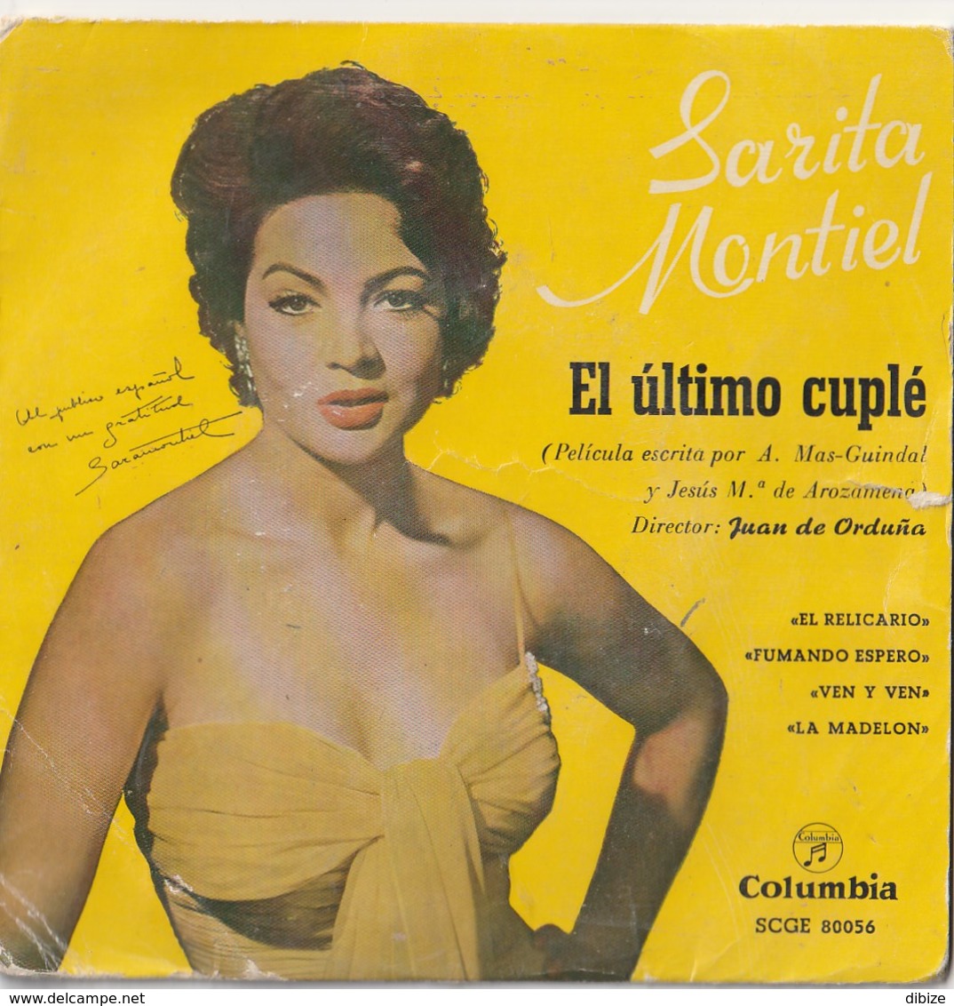 Disco Vinilo. 45 T. Sarita Montiel. El Ultimo Cuplé.  Condición Media. - Otros - Canción Española