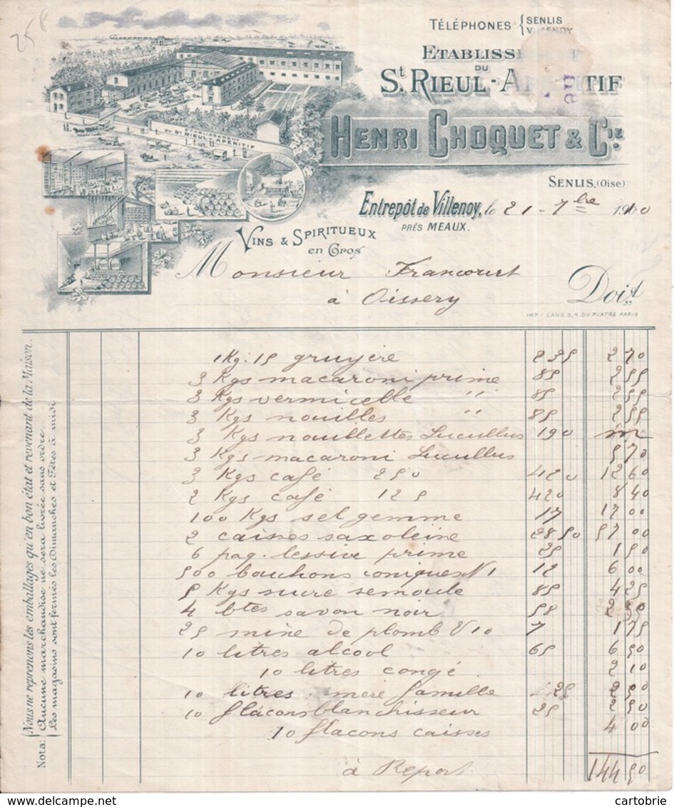77 Entrepôt à VILLENOY Près MEAUX - Facture Illustrée (1910) Henri CHOQUET - Pour Francourt à OISSERY - Villenoy