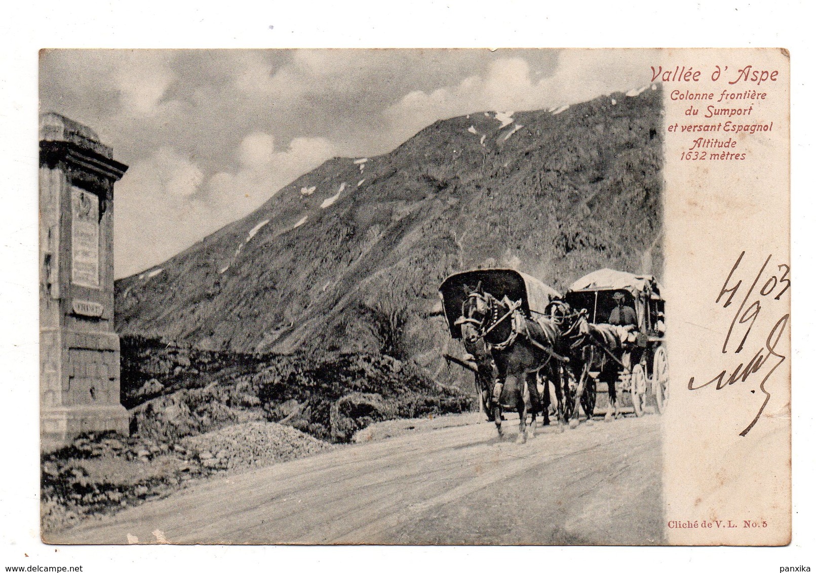 Vallée D'Aspe.Somport. Colonne Frontiere Du Sumport. - Autres & Non Classés