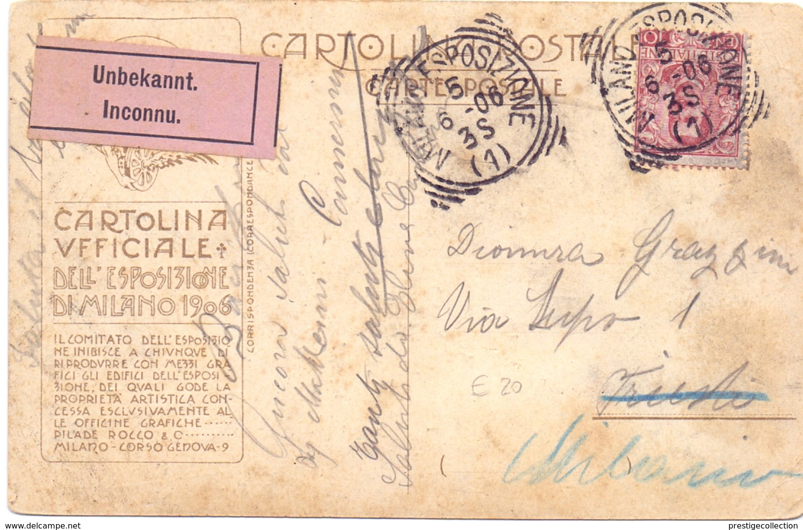 GIORNATA FILATELICA MILANO 1906 FANTASTIC (FEB200057) - Filatelistische Tentoonstellingen