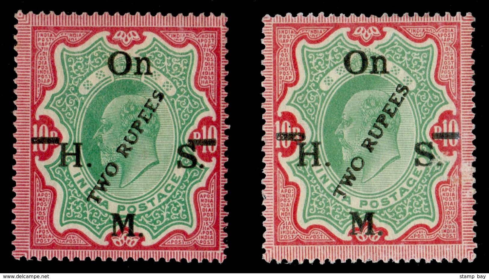 India 1925 Edward 2r On 10r Green And Carmine Official Mint - Scarce Shade SG O101a £475+ - 1997 APS Certificate - 1854 East India Company Administration