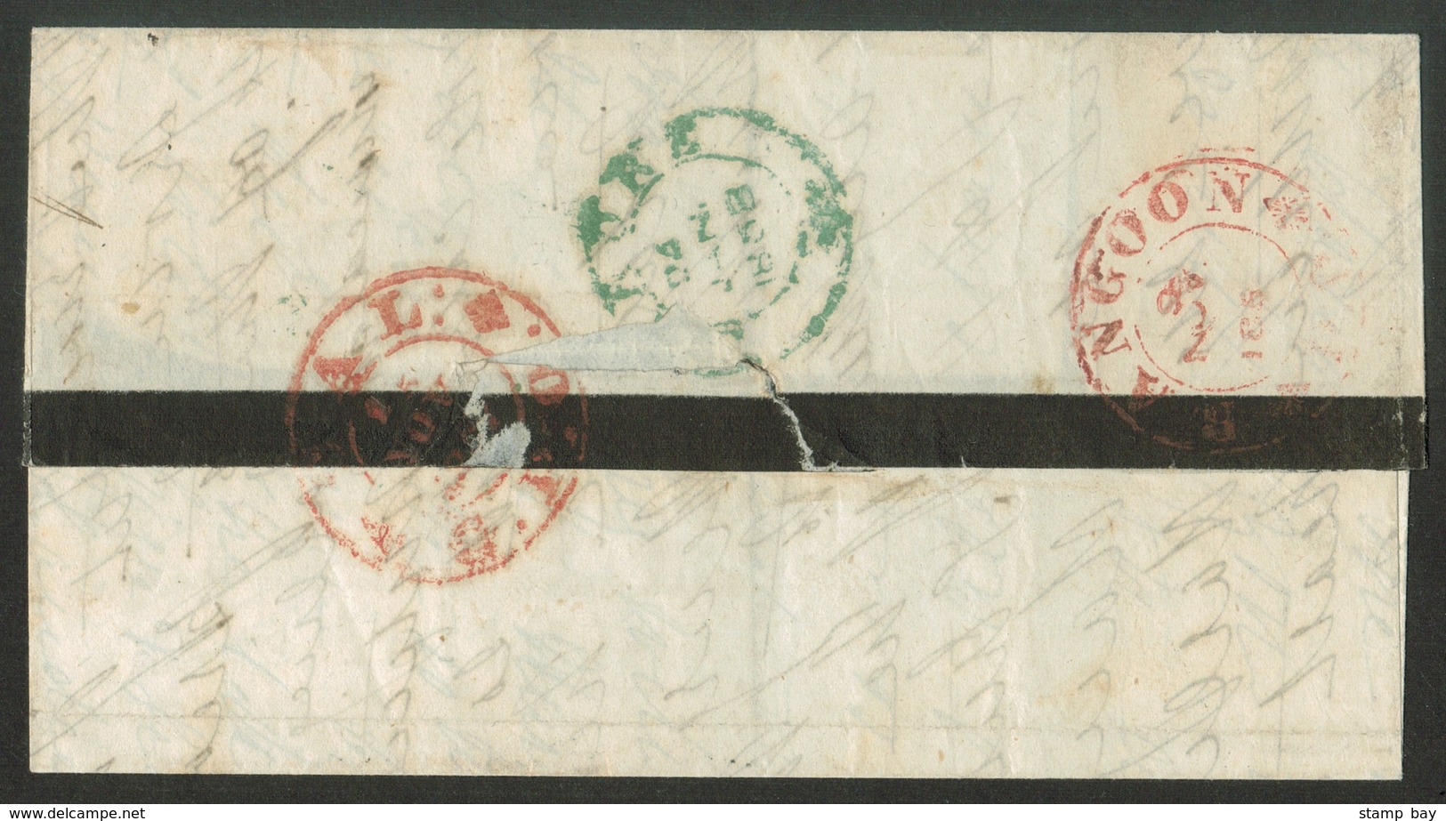 India Used In Burma - 1857 Mourning Fl From The Mutiny Period Fw ½a Blue Imperf Die II (SG6) Tied By Faint "B/156" Rango - 1854 Compagnia Inglese Delle Indie